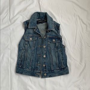 Denim button down vest